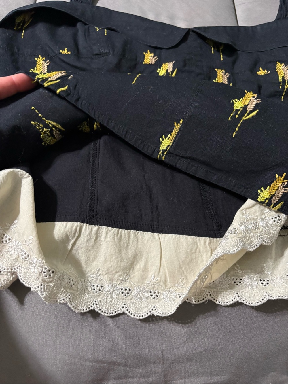 Floreat Black Lace-Trim Halter Cami with Gold wheat print - Picture 13 of 13